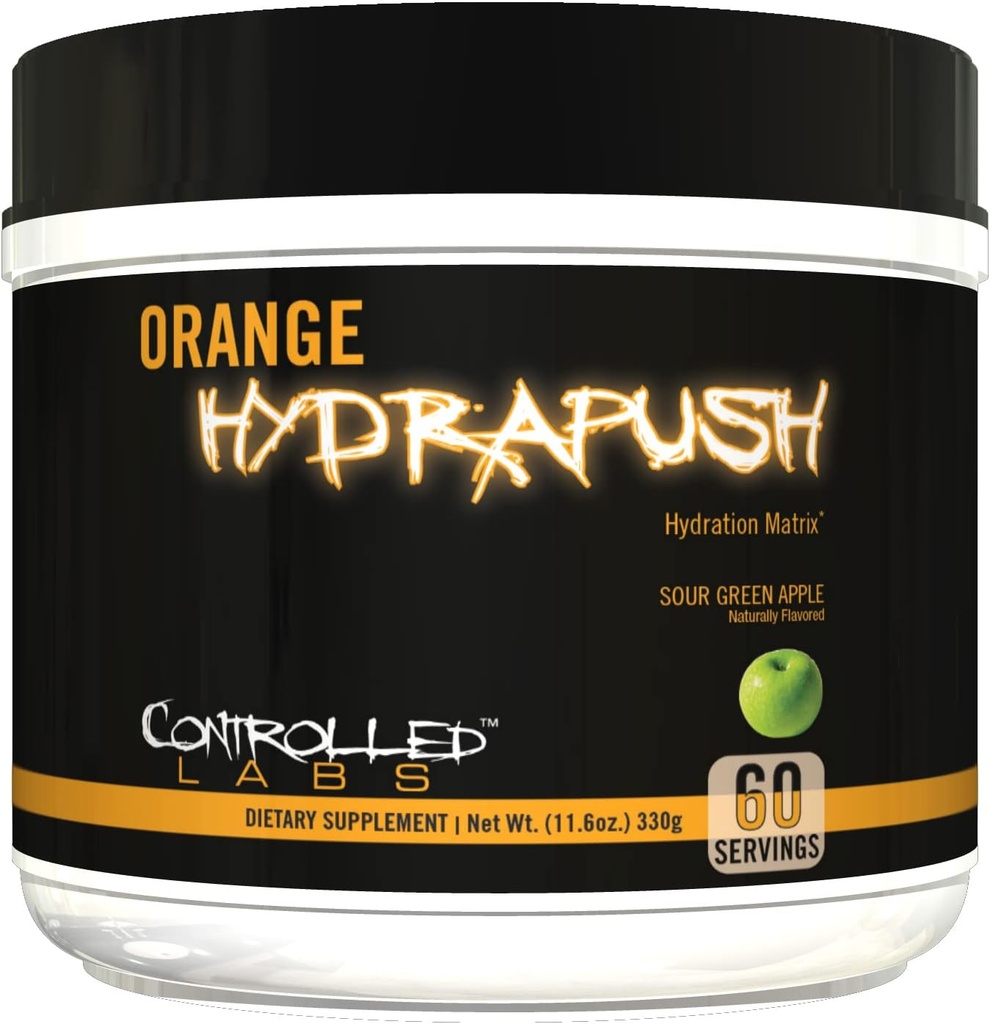 CONTROLLED LABS Orange HydraPush Electrolyte Powder, 60 Servering - Advanced Hydrating Recovery - Coconut Water & Taurine - Boost Energy & Increase Endurance (Sour Green Apple)