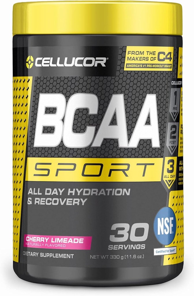 Cellucor BCAA Sport, BCAA Powder Sports Drink for Hydration & Recovery, Cherry Limeade, 30 Servere