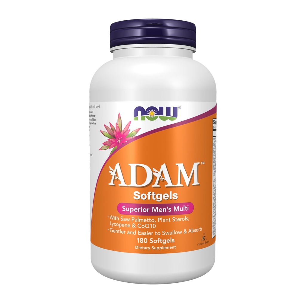 Now Foods Supplements, ADAM ™ Mænds Multivitamin med Saw Palmetto, Plant Steroler, Lycopene & CoQ10, 180 Softgels