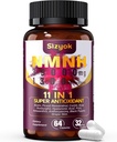 NMNH Supplement (Dihydronicotinamid Mononucleotid) 600 mg Supplement med Resveratrol, CoQ10, biotin og hyaluronsyre; Support Cellular Energy, Metabolisme & Skin Wellness, 64 kapsler