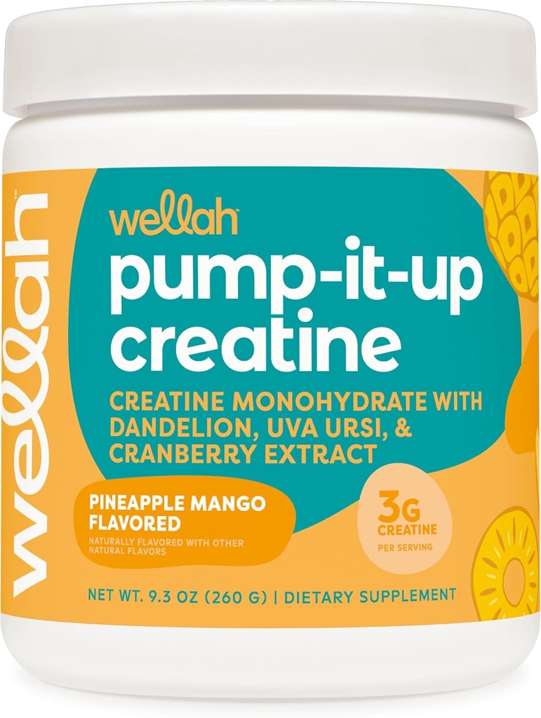Wellah Creatin for Women (50 Servere, Ananas Mango) - Creatin monohydrat med Mælkebøtte & Tranebær ekstrakt