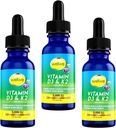 Flydende D3 K2 dråber med MCT Oil 5000 IE - Vegan, Ingen smag, Ingen lugt, Soy- Free, Gluten Free, Non- GMO, 1000 IE per dråbe, øger energi & immunsystem (3 Pack)