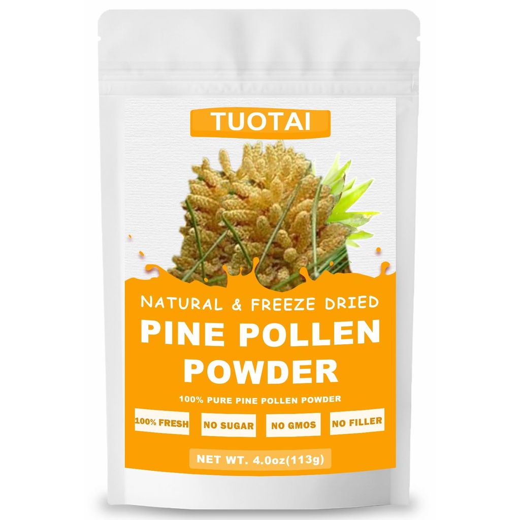 Premium Pine Pollen Powder, 100% Natural Powder, Ingen GMO, Ingen tilsætningsstoffer, Vegan