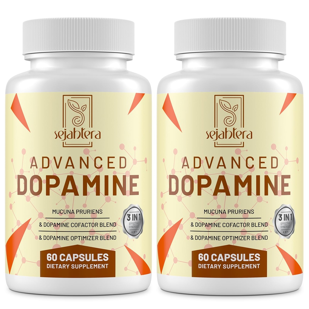 Dopamin Supplement- Mucuuna Pruriens Seed Extract, Premium Vitamin, Minerals, og Natural Plant Ekstrakter til Mental Drive, Klarhed, Focus-120 Kapsler