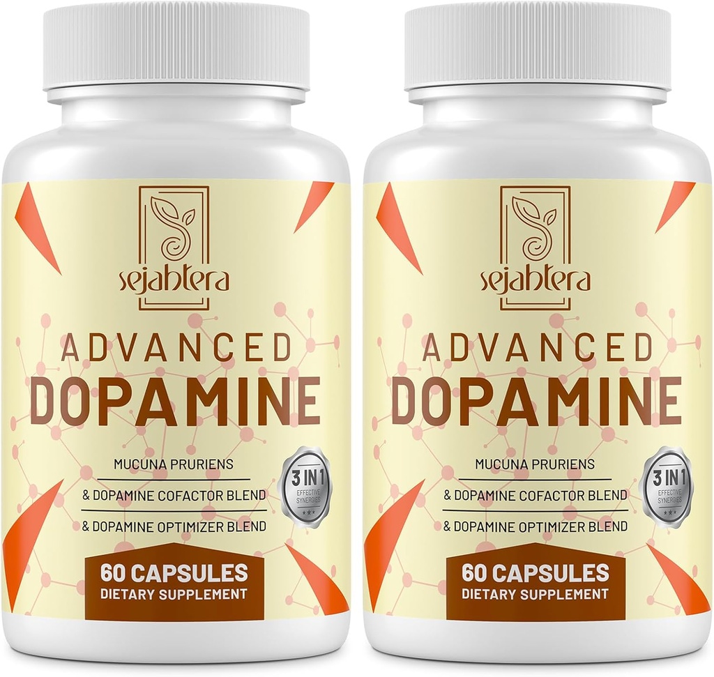 Dopamin Supplement- Mucuuna Pruriens Seed Extract, Premium Vitamin, Minerals, og Natural Plant Ekstrakter til Mental Drive, Klarhed, Focus-120 Kapsler