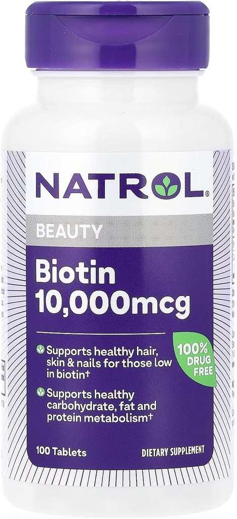Natrol Biotin Max 10000 Mcg, 100 tabletter
