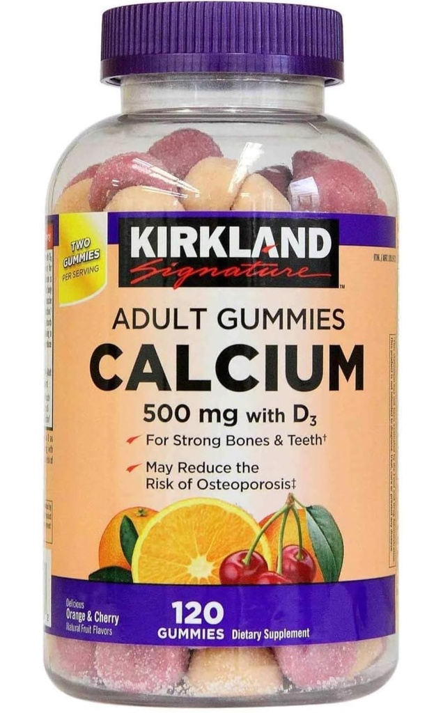 Kirkland Signature Chewable Calcium med vitamin D3 Voksen Gummies, 120 ct x 1 flaske