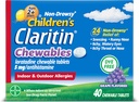 Claritin børneallergimedicin, 24- timers non- Drowsy Loratadine 5mg tyggetabletter, Antihistamin til børn i alderen 2 år og ældre, Grape Smaget, 40 tabletter