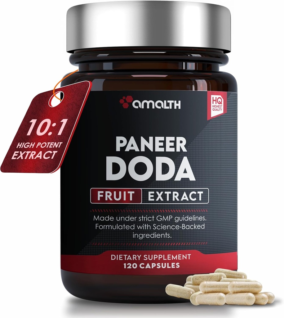 AMALTH Paneer Doda Extract 1000 mg, 120 Kapsler Non- GMO & Gluten Free Herbal Ayurvedic Supplement