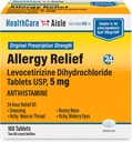 HealthCareAisle Allergy Relief - Levocetirizine Dihydrochloride Tablets USP, 5 mg, 160 Tablets, Original reception Strength Allergy Medication, 24- Hour Relief, 80 Count (Pack of 2)
