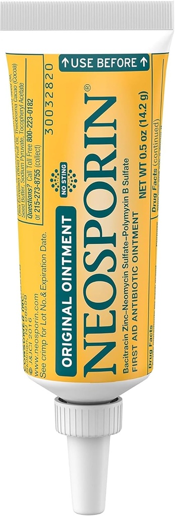 Neosporin Original førstehjælp Antibiotisk Salve med Bacitracin Zink til infektion beskyttelse, Sårpleje behandling & Scar udseende Minimizer for mindre cuts, Scrapes og Burns, .5 oz