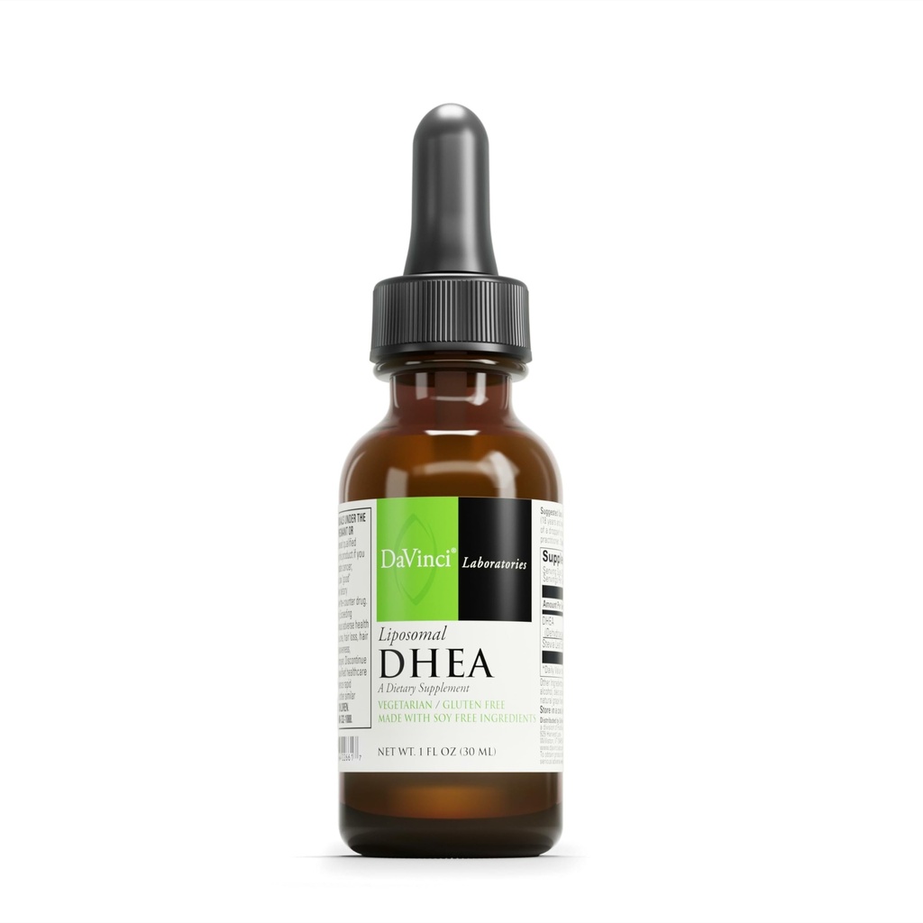 DAVINCI Labs Liposomal DHEA - flydende kost supplement til støtte immunsystem, thyreoidea sundhed og sundt hormon niveauer * - med DHEA (Dehydroepiandrosterone) og Stevia Leaf Extract - 30 ml