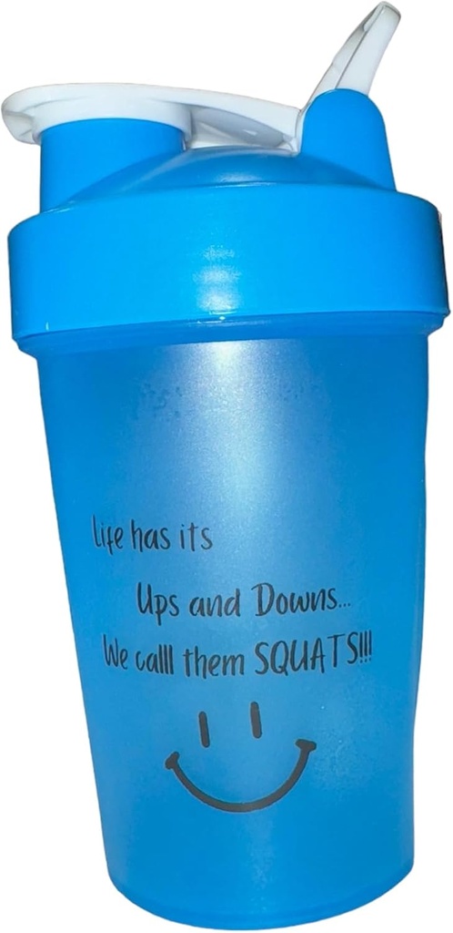 Protein Shaker Flaske, ShakeELITE - 13oz BPA- Free Blender med Secure Leak- Proof Lid & Mixing Ball - Perfekt til Gym, Fitness og On- the- Go Nutrition BLUE