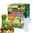 Yamamoto Kanpoh YAMAKAAN Green Superfood Powder med prebiotiske fibre & enzymer til fordøjelse, 30 Veggies & Young Barley Grass Juice Blend fra Japan, Gut Sundhed for kvinder & mænd, 64 Pakker