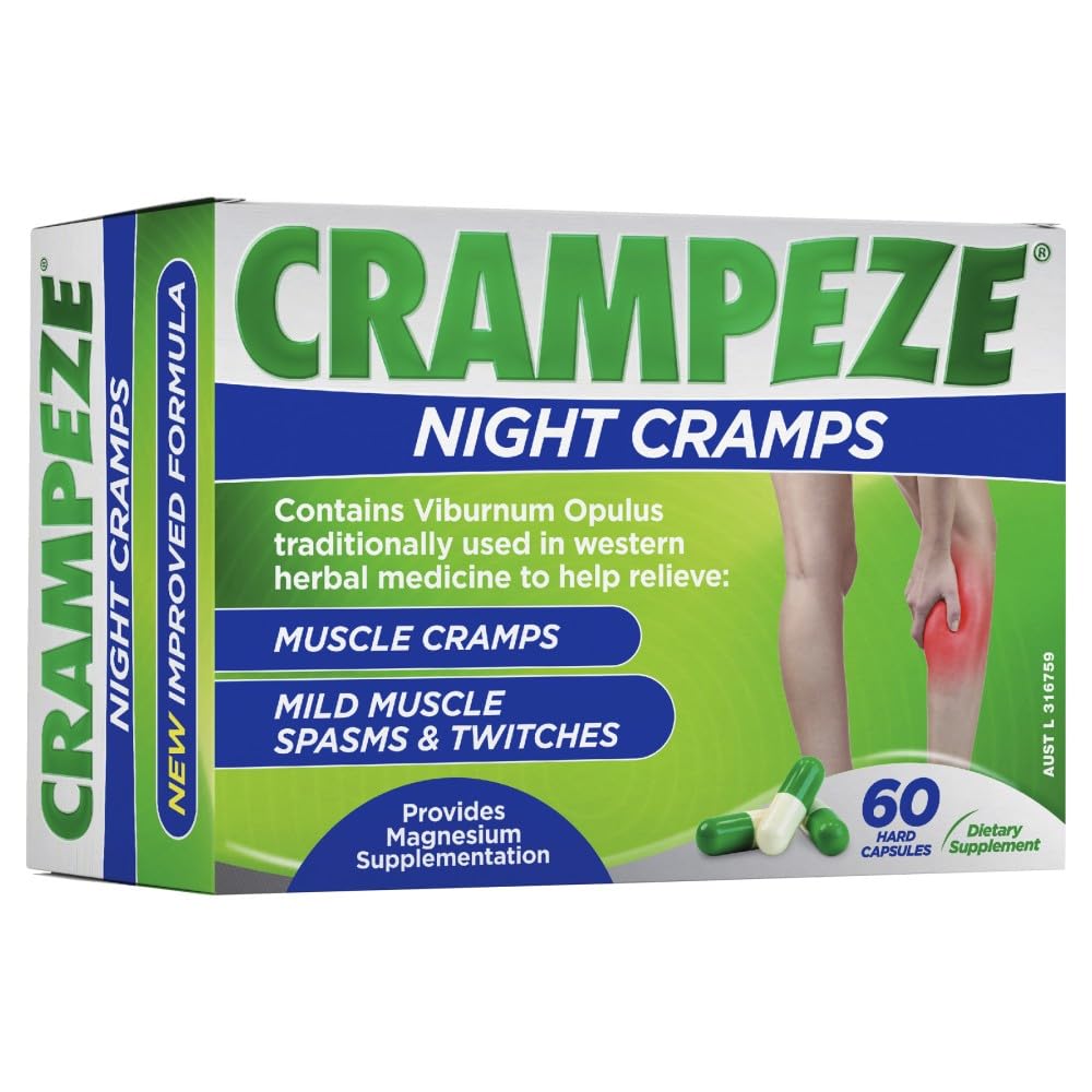 Crampeze Night Cramps Naturlig lindring af muskelkramper, spasmer & trætte ben 60 kapsler