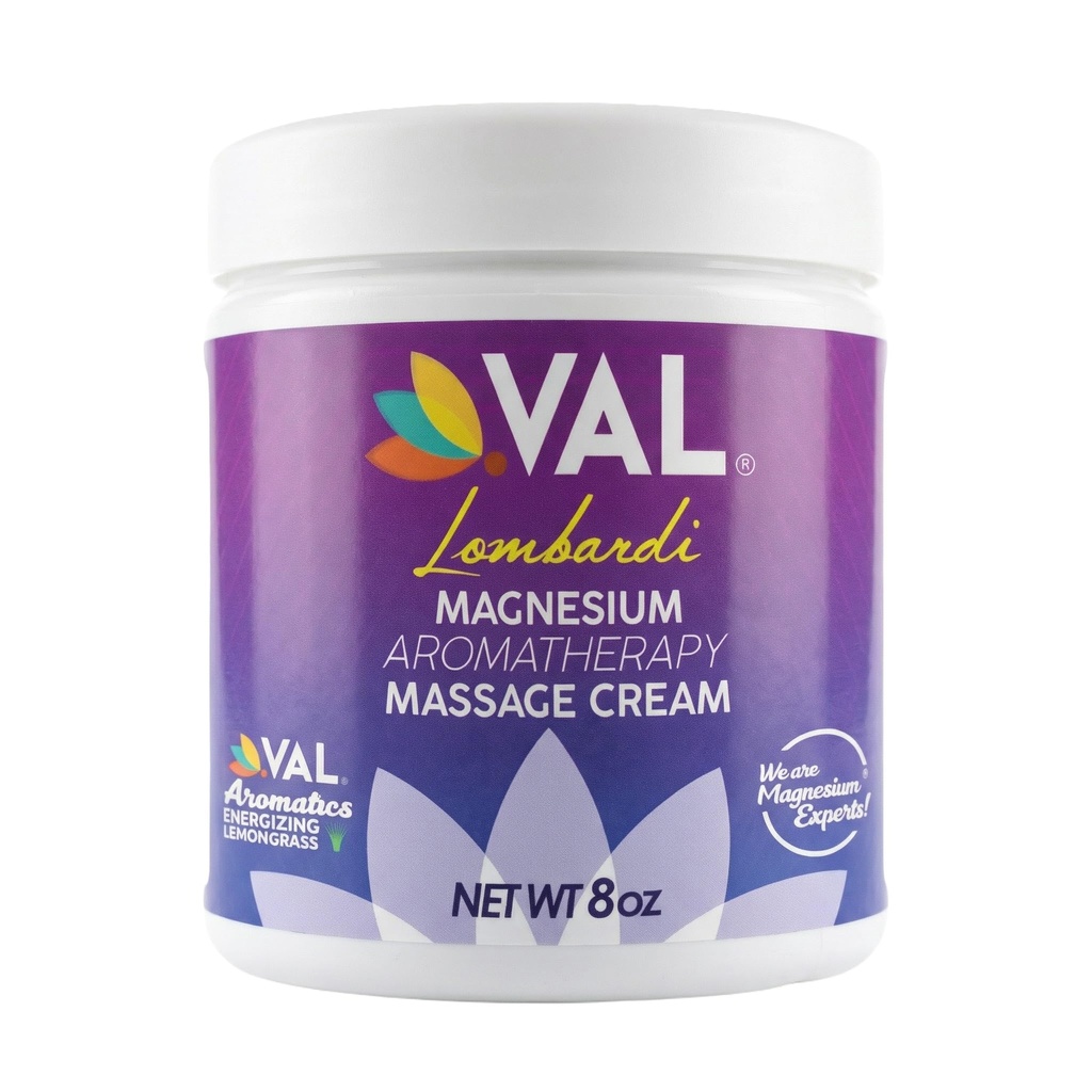 VAL Magnesium Aromaterapi Massage Cream 8oz Beeg 124; Zechstein Magnesium + MSM + Organic Oliils Beeg 124; Hurtig Absorbing • 124; Non- Greasy • 124; Joint & Muscle Relief • 124; Parabensfri • 124; Fremstillet i USA