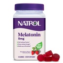 Natrol 5mg Melatonin Gummies, Sovestøtte til voksne, Melatonin Kosttilskud til søvn, 140 Strawberry- aromatiserede Gummies, 70 dages forsyning
