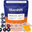 Blueshift immun Ultra - 5-in-1 immunstøtte pulver drik mix, immunforsvar Vitamin supplement med C-vitamin, zink, superfood, antioxidanter, præ-og probiotika - Blåbær Acai Pods (14 Pack)