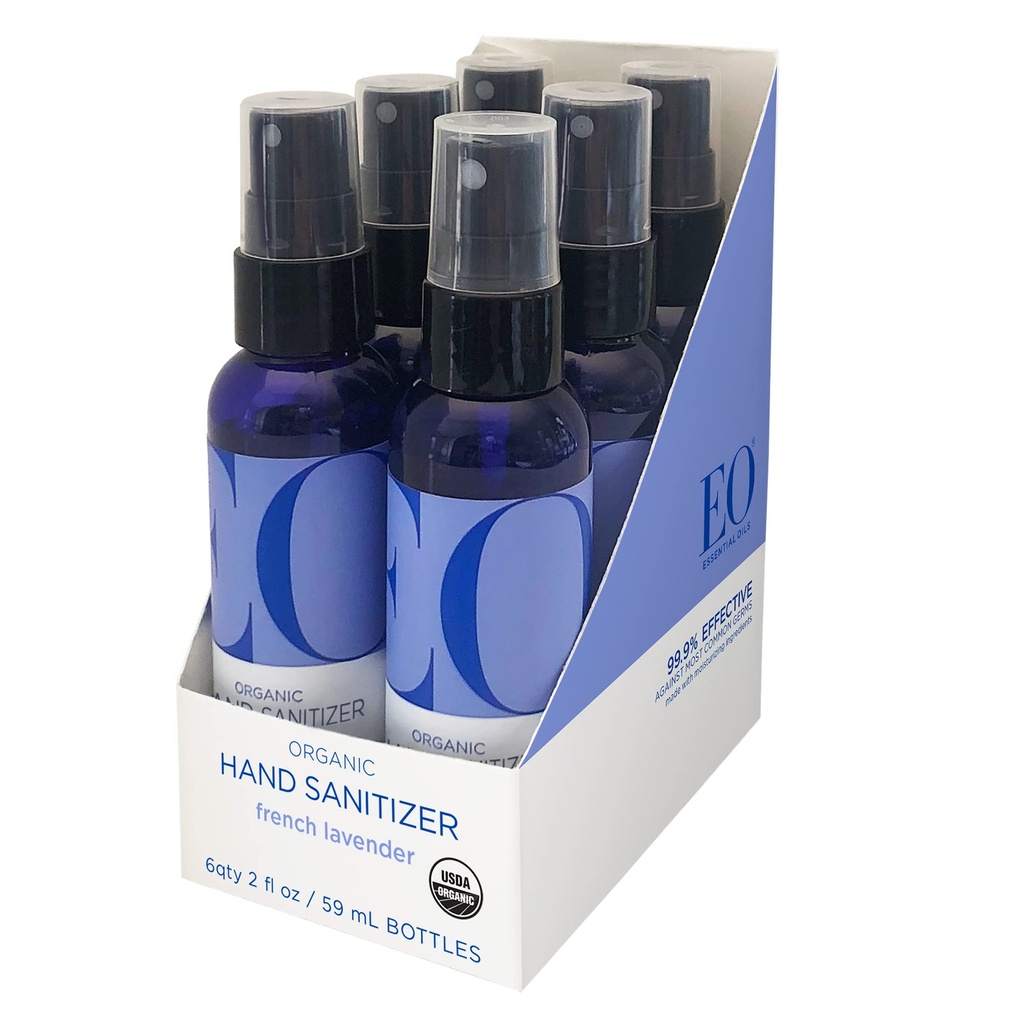 EO Organic Hand Sanitizer Spray: Fransk Lavendel, 2 Ounce, 6 Greve