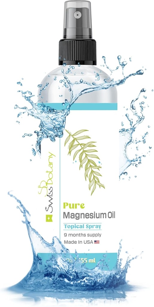 Pure Magnesium Oil Spray - Magnesium Spray for Feet - 12 fl oz (Lasts 9 Months) - USP Grade Organic Topical Magnesium Spray - Naturally Sources - eBook Included - Made in USA