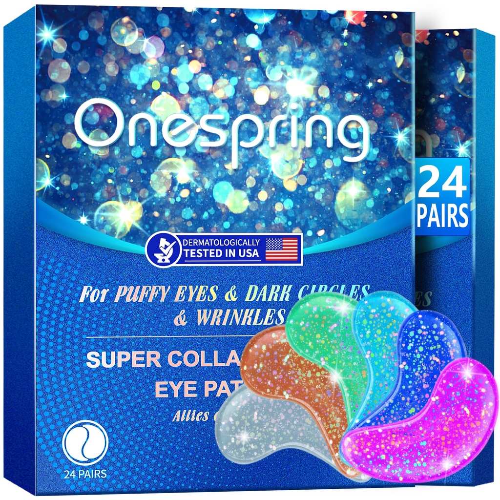 Eye Gel Pads (24 par) - Under Eye Patches for Puffy Eyes, Rynker, mørke cirkler, Natural Collagen Eye Gels, Under Eye Mask Patches for Face to Soothe Puffiness, Eye Tasker
