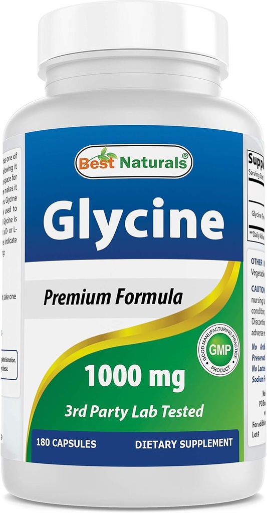 Bedste Naturals Glycine Supplement 1000 Mg til energiproduktion, 180Tæl