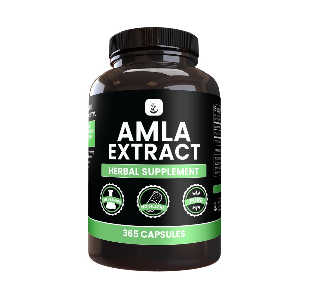 PURE ORIGINAL INGREDIENSER Amla Extract (365 kapsler) Ingen Magnesium eller ris Fyldere, Altid Pure, Lab Verified