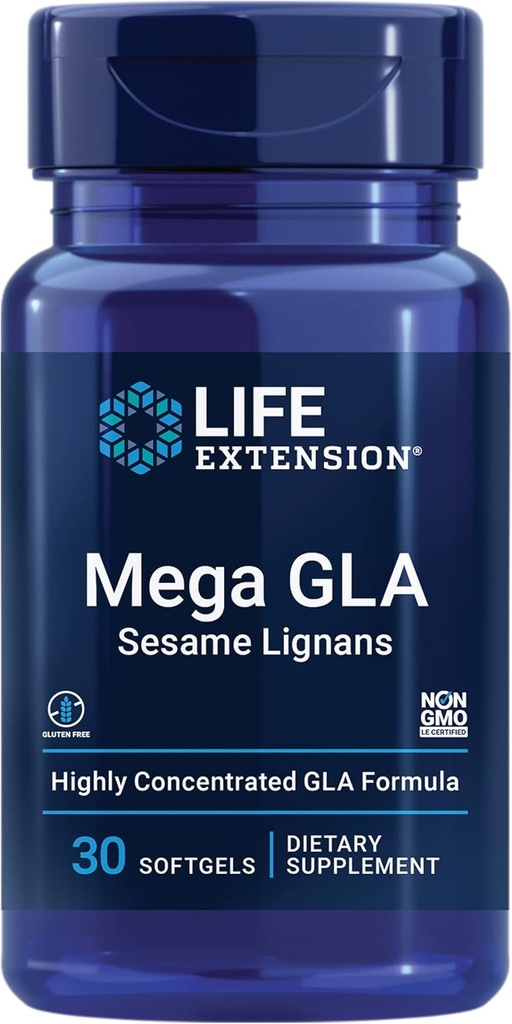 Life Extension Mega GLA Sesame Lignan, Omega- 6 Fedtsyrer til fremme af en sund inflammatorisk reaktion, Gluten Free, Non- GMO, 30 bløddele