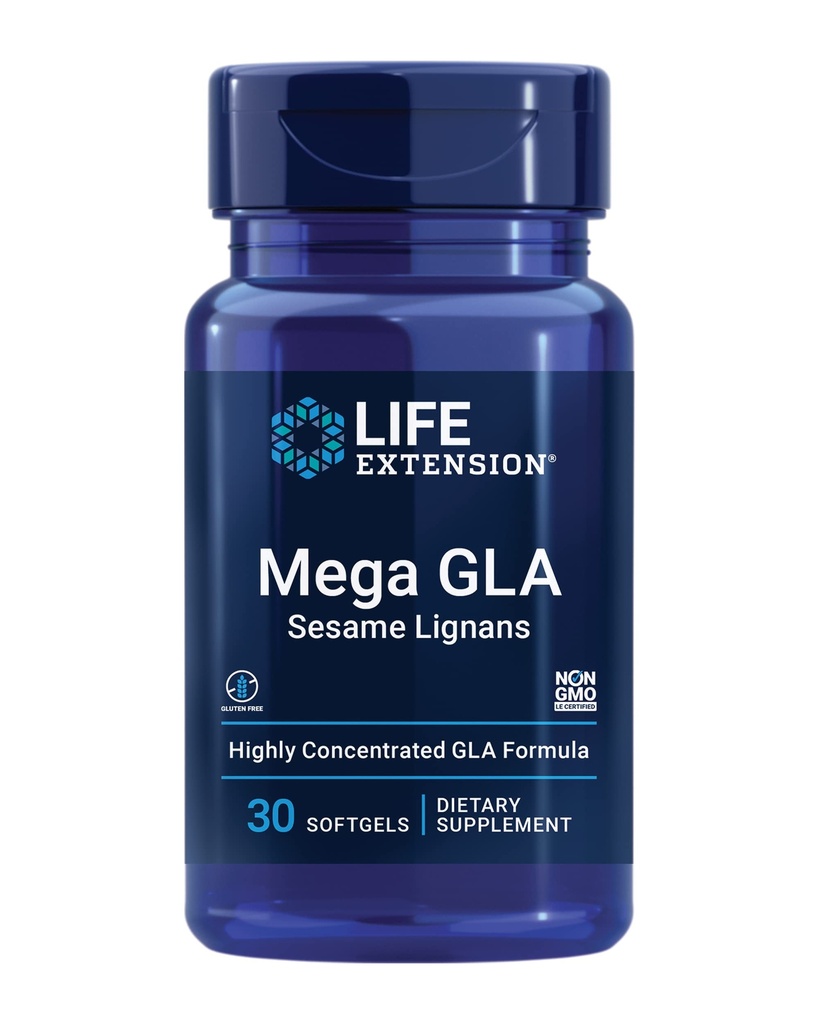 Life Extension Mega GLA Sesame Lignan, Omega- 6 Fedtsyrer til fremme af en sund inflammatorisk reaktion, Gluten Free, Non- GMO, 30 bløddele