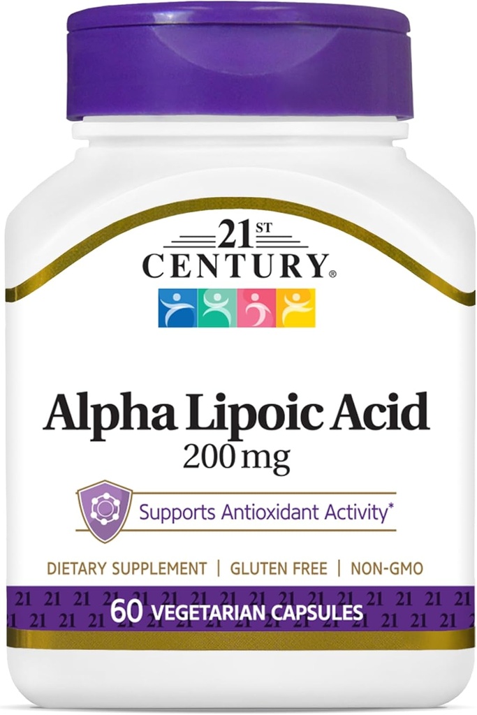 21. Century Healthcare Alpha Lipoic Acid 200 mg, 60 Grev Vegetariske Kapsler