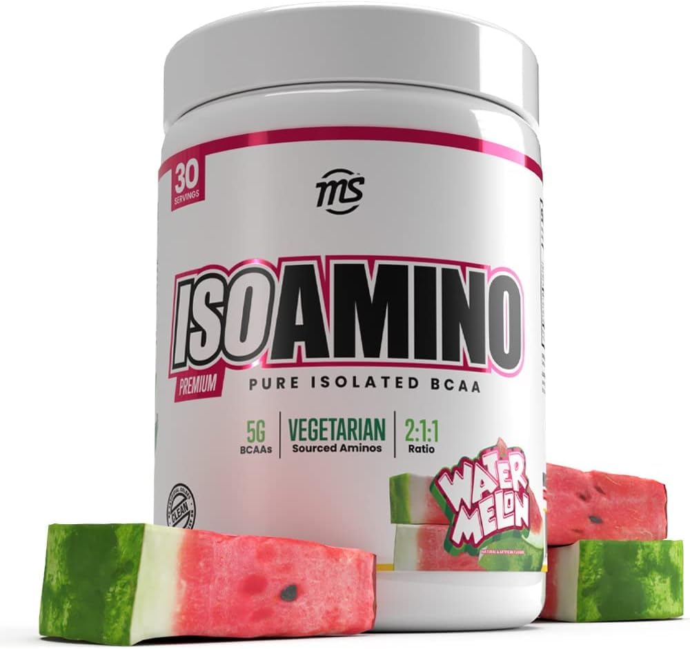 Mand Sport ISO Amino - Watermelon Pure Isolated BCAA Powder 270 Bedste - Vegetarisk Formel 2: 1: 1 Ratio - Naturlige ingredienser - Lean Muscle Building Fat Burning Supplement