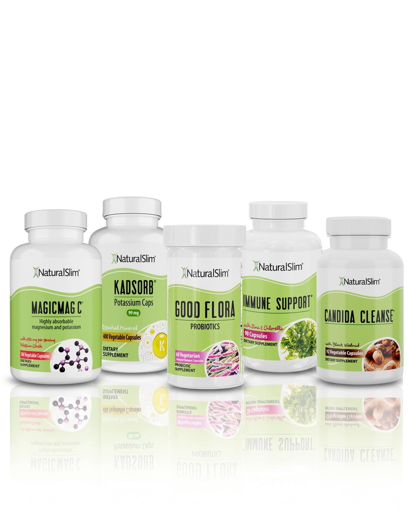 NaturalSlim Superb Bundle for Cleansing - Candiseptic Kit, MagicMag C og Kadsorb Kosttilskud