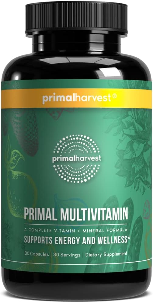 Primær Høst Multivitamin til kvinder og mænd Vitamin A, C-vitamin, D-vitamin og E-vitamin B12, B6, Biotin, Zink Kosttilskud (30 kapsler)