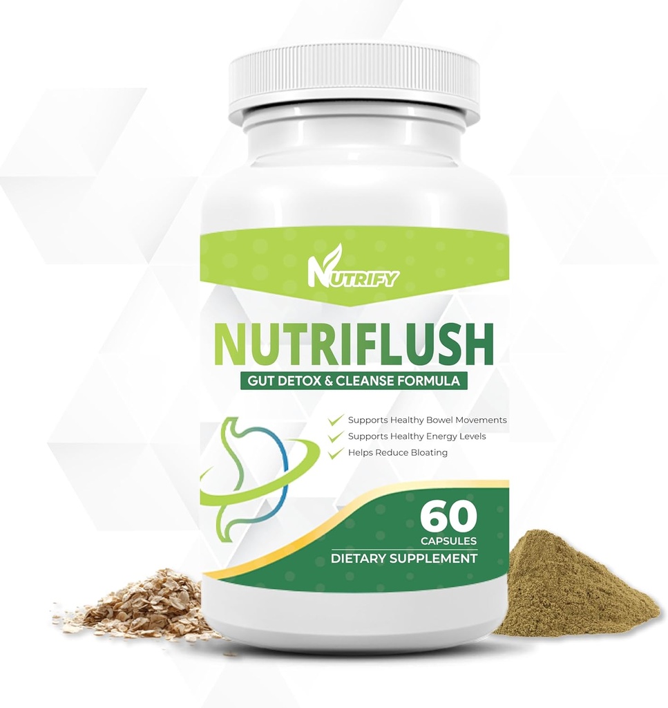 NutriFlush - Kraftfuld Colon Support & Gut Cleanse Formel, Høj Absorption, GMO fri, Made in USA