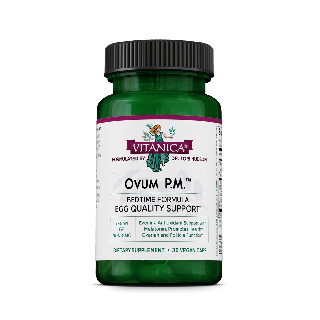 Vitanica Ovum P.M. - Egg Quality Support med vitamin D3, Alpha Lipoic Acid & Melatonin - Arbejder bedst med Ovum A.M. - Herbal Kosttilskud til kvinders sundhed - Lady - 30 Vegan Caps