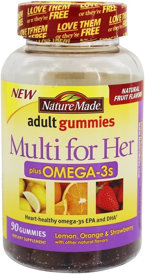 Natur Lavet Multi til hendes Plus Omega-3 voksne gummier, 90 Greve