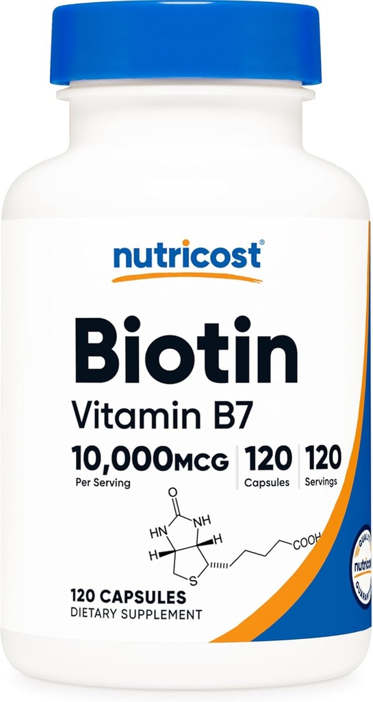 Nutricost Biotin (vitamin B7) 10,000mcg (10mg), 120 Kapsler - Vegan, Gluten Free, Non- GMO