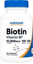Nutricost Biotin (vitamin B7) 10,000mcg (10mg), 120 Kapsler - Vegan, Gluten Free, Non- GMO