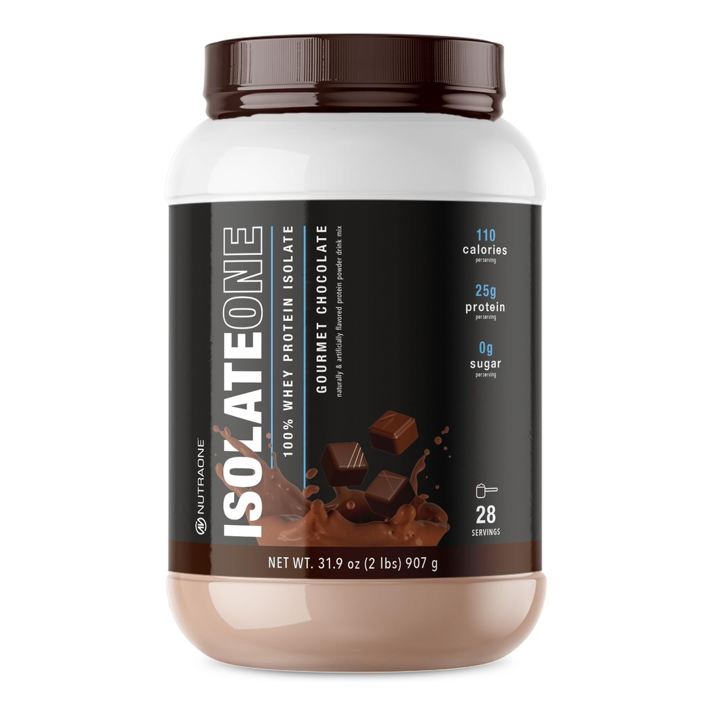 NutraOne IsolateOne Whey Isolate Protein Powder 100% Pure Whey Isolate Powder (Gourmet Chokolade - 2 lbs)