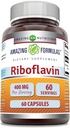Amazing Formulas Riboflavin (Vitamin B2) Supplement- 124; 400 Mg per Serving - 124; 60 Kapsler - 124; Non- GMO - 124; Gluten- Free - 124; Made in USA