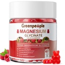 GREENPEOPLE Magnesium Glycinate Gummies 400mg - Sukker fri Magnesium Kalium tillæg med Magnesium Malat, D-vitamin, B6, og CoQ10 for rolig støtte & søvn for voksne - Hindbær Gummies