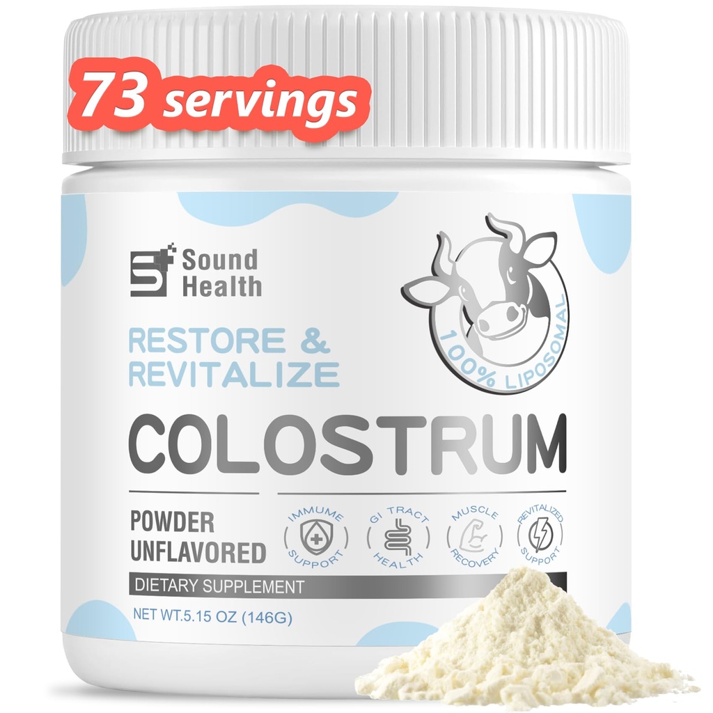Colostrum supplement pulver til mennesker - Økologisk Bovin Colostrum supplement til Gut sundhed, hårvækst, skønhed, og immunforsvar - Unflavored (73 Servere)