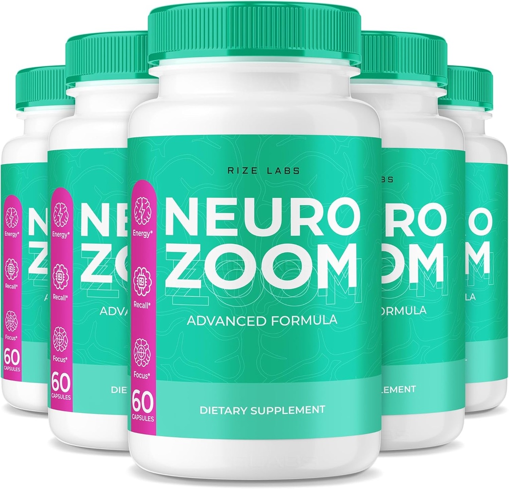 (5 Pack) Neuro Zoom supplement, Neuro Zoom Organic Memory Supporting Formel, Neuro Zoom til at reducere de negative virkninger af Brain Fog, Neuro Zoom bruges til Boost Memory, NeuroZoom anmeldelser (300 kapsler)