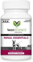 VetriScience Nyre Sundhed Chewable Tablets, Renal Essentials Supplement til hunde, Urinære Tract og Nyre Support med Mushroom, Astragalus Root, Nettle Seed og urter, Smoke, 60 Greve