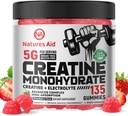 Natures Aid Creatinine Monohydrate Gummies (5g) - Pre-Workout Energy & Muscle Growth Support for Mænd & Kvinder