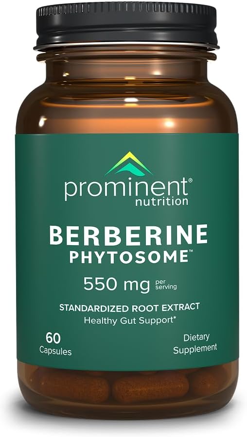 Fremtrædende Nutrition Berberine Phytosome Supplement, sund Gut Support, 550 mg, 60 Greve - 1 pakke