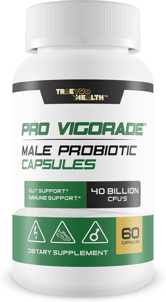 Probiotisk Vigorade - Pro Vigorade Mandlige Probiotiske Kapsler - Mandlig Sundhedsstøtte Probiotisk Formel - Gut Support - Naturlig Immunforsvar - 40 Millioner CFU 's af Premium Health Support Probiotika