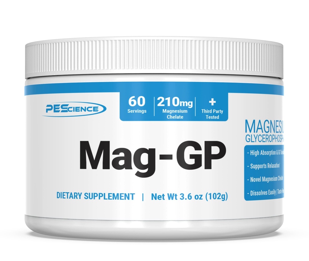 PEScience Mag-GP, Magnesium Glycerophosphate Chelate Powder, 60 Servings, High Absorption, Improved Sleep, Calming, Stress Relief, Recovery & Cramp Support for Men & Women