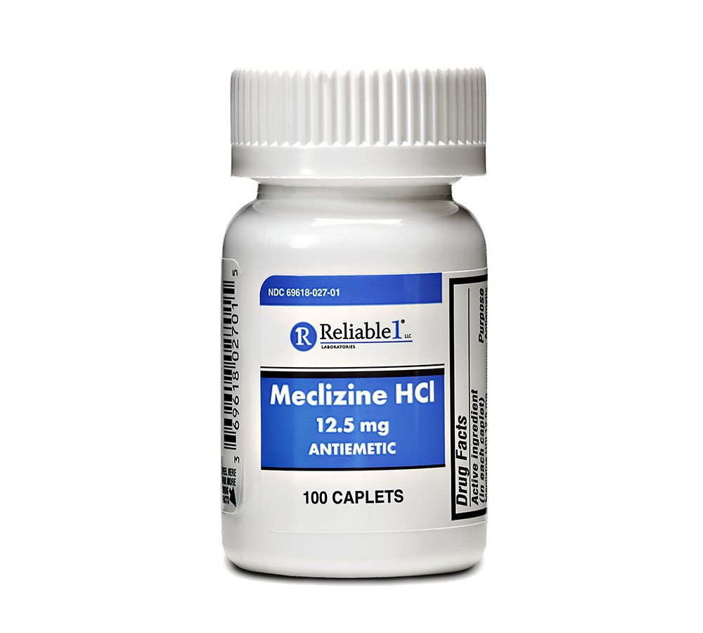 Meclizin 12, 5 mg Antiemetisk, Motion Sygdom 100 Caplets PAKNING på 2