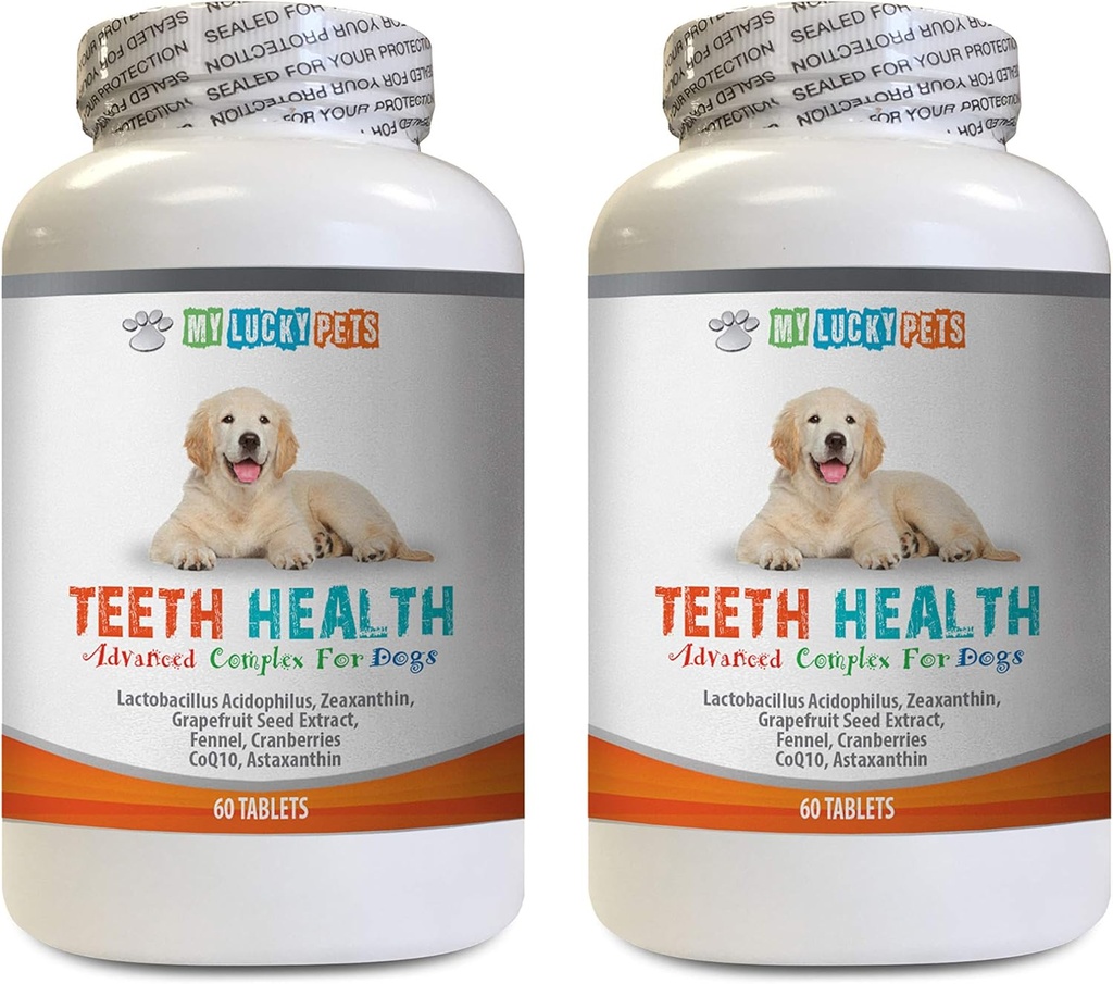 Hundeånde tabletter - Avancerede tænder sundhed for hunde - Kampe Bad ånde - Bedste udseende tandkød og tænder - Vitamin c til hunde piller - 120 tabletter (2 flasker)